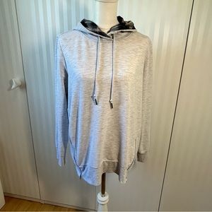 Maurices gray hoodie side zips checked hood lining Size L